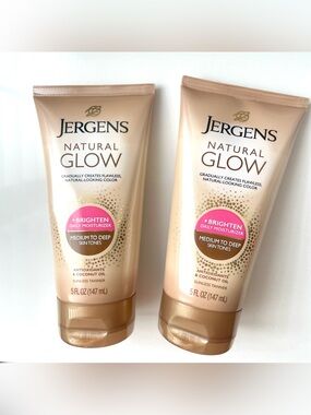 🤎 New Jergens Natural Glow Moisturizer Sunless Skin Tanner lotion Medium To Deep